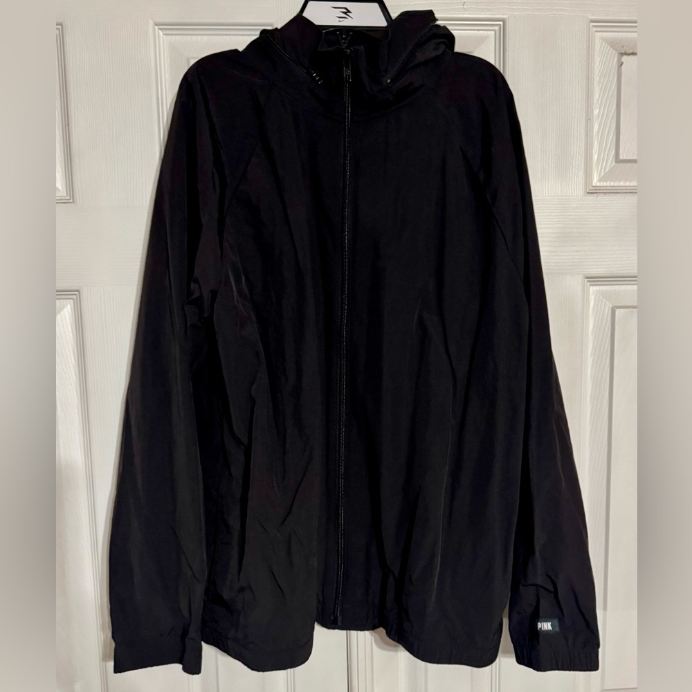 PINK brand black windbreaker, size large/XL